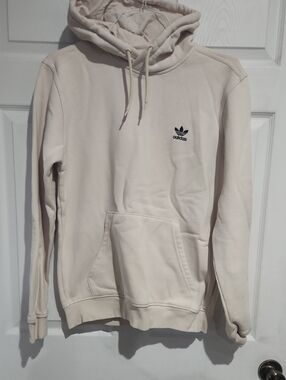 adidas Cream/Off-White Pullover Hoodie with Trefoil Logo